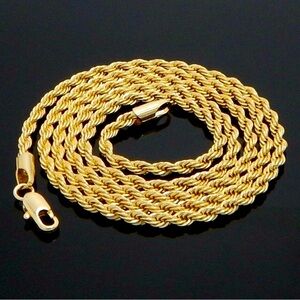 14k Solid Yellow Gold Rope Chain Necklace - 2.7mm - 24 Inches - New Condition